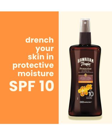 Hawaiian Tropic Protective Dry Oil Spray SPF 10, 200ml - Coconut and Papaya - Buy Online on GoSupps.com