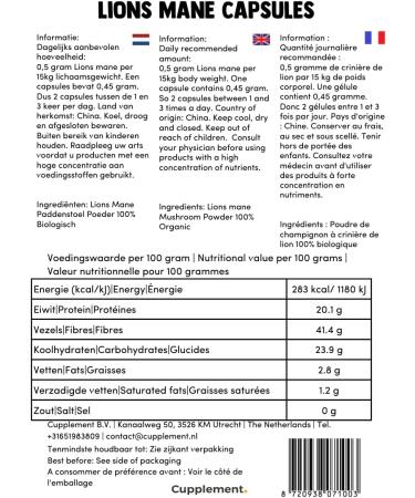 Cupulated L wen Mane Capsules - Bio Superfood Supplement (60 Pieces 500mg) - Hericium Erinaceus - Take 2 Daily - No Powder - Buy Online on GoSupps.com