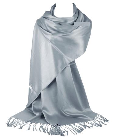 GFM Smooth Shiny Surface Pashmina Style Scarf (L9) .L9-ch-silver Grey