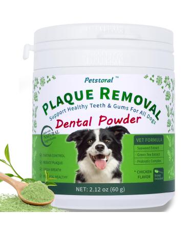 Petstoral Natural Dog Dental Powder Dog Dental Care - Plaque Remover and Bad Breath Treatment Healthy Gums & Fresh Breath for All Dogs and Cats (1)