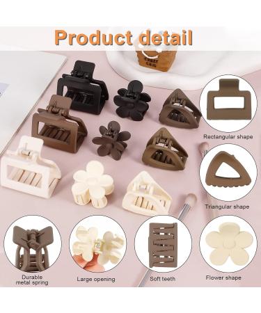 Heyu-Lotus 9 PCs Small Hair Claw Clips Set for Women - Matte Nonslip Square Flower Triangular Mini Clips for Thick, Fine, Medium, and Thin Hair - 2 Inch - Mixed Colors - Buy Online on GoSupps.com