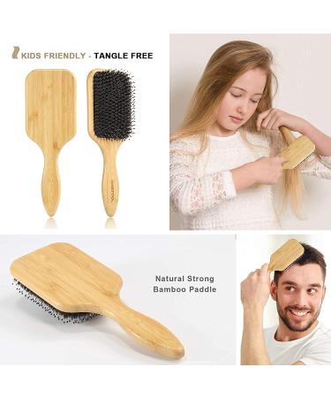 BESTOOL Boar Bristle Hair Brush for Women Men Kids - Wet/Dry Hair Smoothing & Detangling - Enhance Shine & Health - Square Design - Buy Online on GoSupps.com