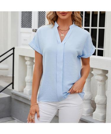 Buy Golatcr Summer Womens V-Neck T-Shirt - Casual Cotton Blouse Printed Tops Elegant Crop & Basic Styles in Black & Blue - International Shipping Available - Buy Online on GoSupps.com