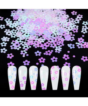 Floral Nail Art Sequins Set - 12 Grids Fluorescent 3D Glitter Flakes for Women DIY Nail Decoration - Mermaid Color Butterfly and Flowers Design - Acrylic Nail Supplies - Buy Online on GoSupps.com