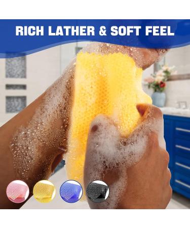 AmazerBath African Exfoliating Net Sponge 4-Piece Set - Gentle Body Scrubber with Rich Lather | 4 Colors (Pink, Yellow, Dark Blue, Black) - Buy Online on GoSupps.com