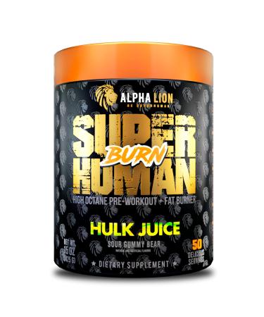 Alpha Lion Burn, 2 in 1 Fat Burning Preworkout Supplement, Appetite Suppressant and Energy Booster with Mitoburn, Acetyl L-Carnitine, Bitter Orange Extract 50 Servings (Hulk Juice)