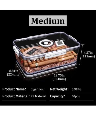 IOFMVF Cigar Humidor Set Hold 60 Cigars Built-in High Precision Hygrometer Transparent Cigar Storage Box Equipped with Cedar Wood Chips and Cigar Punch and V-Cut Cutter - Buy Online on GoSupps.com