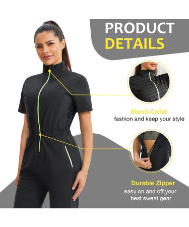 Junlan Women's Sauna Suit - Thermal Body Shaper Sports Suit - Quick Drying Black Sweat Suit for Enhanced Workout - Buy Online on GoSupps.com
