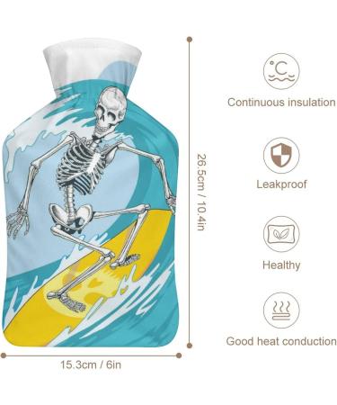 Buy Skull Surfing Hot Water Bottle with Cover | Plush Hand Warmer for Adults & Kids - 26.5x15.3cm | International Shipping Available - Buy Online on GoSupps.com