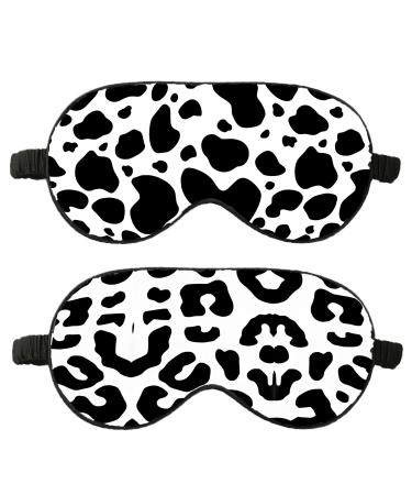 Silk Sleep Mask Good Shading Effect Eye Mask for Sleep Adjustable Sleeping Mask for Women Men 2 Pack Eye Covers for Sleeping Soft Eye Mask for Travel Blindfolds (Cow)