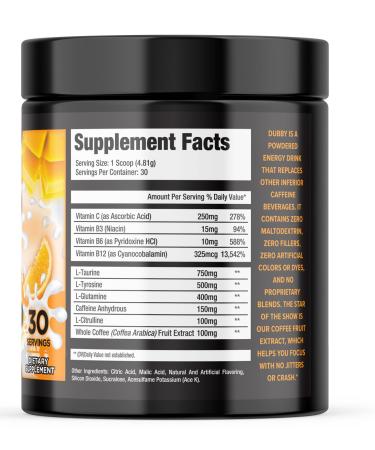Dubby Gamer Energy Drink Powder - Sugar Free Jitter-Free Nootropics Mango Orange Cream Flavor 30 Servings - Boost Your Gaming Performance - Buy Online on GoSupps.com