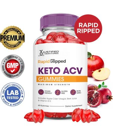 Buy 3 Pack Rapid Ripped Keto ACV Gummies - 1000MG Vegan Non-GMO Apple Cider Vinegar with Pomegranate & Beet Juice - 180 Gummies - Buy Online on GoSupps.com