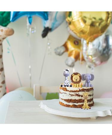 Safari Animal Cake Toppers Jungle Wild Cake Decorations with Lion Giraffe Elephant Zebra for Wild Animals Themed Birthday Baby Shower Party Supplies - Buy Online on GoSupps.com