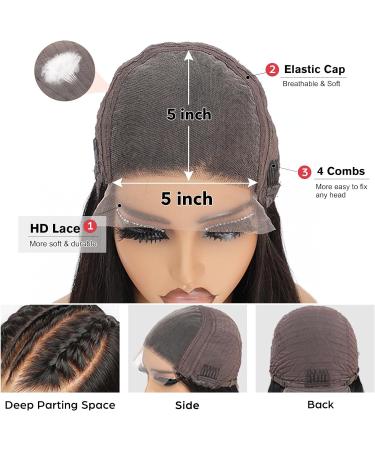 22 inch Tunfine HD Lace Front Wig | Brazilian Human Hair | 180% Density | Natural Color | Pre Plucked with Baby Hair | Glueless Wig for Black Women - Buy Online on GoSupps.com