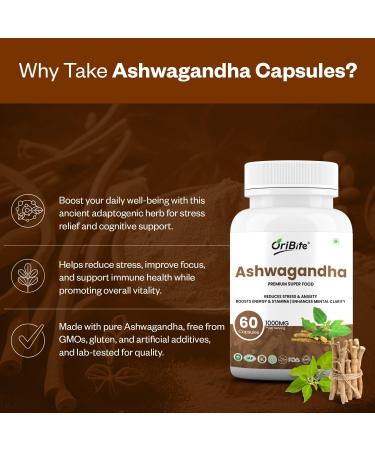 ORIBITE Ashwagandha 1000mg High-Potency Root Extract (2.5% Withanolides) | Supports Stress Relief Energy Stamina & Mental Clarity | Vegan Capsules | Natural Adaptogen | 60 Capsules - Buy Online on GoSupps.com