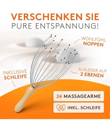 Edelfeld Original Head Massage Spider - 24-Finger Sustainable Bamboo Massager with Gift Packaging & Loop - Ultimate Comfort & Relaxation - Buy Online on GoSupps.com