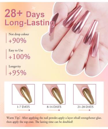 Ledsuuei Chrome Nail Powder - Upgrade Mirror Effect | Rose Gold Metallic Pigment for DIY Nail Art | Aurora Ice Shimmer Chrome Powder - Buy Online on GoSupps.com
