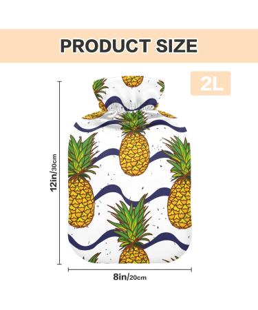 Mnsruu 2L Hot Water Bottle with Soft Cover - Pineapple & Waves Design | Perfect Gift for Women & Kids | Ideal for Christmas - Buy Online on GoSupps.com