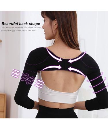 Back Shoulder Protector Arm Sleeve Posture Corrector Arm and Shoulder Corset Arm Slimming Shaper(Black M) - Buy Online on GoSupps.com