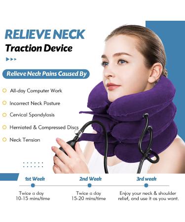 Jaximy Purple Neck Stretcher & Cervical Traction Device for Neck Pain Relief - Adjustable Inflatable Neck Brace & Cervical Pillow for Home Use - Buy Online on GoSupps.com
