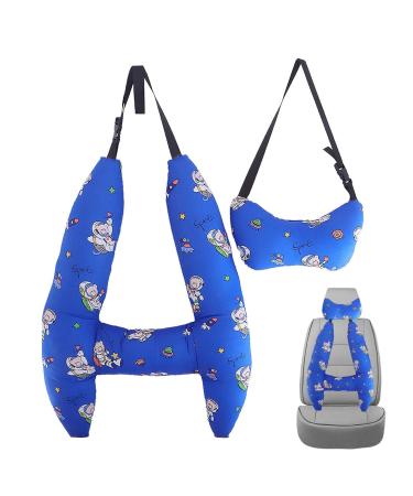 2 piece H-shape car seat belt travel cushions children pillows neck pillow car travel loin pillow with a cute print neck pillow for sleeping tours pillows for long trips for children astronaut