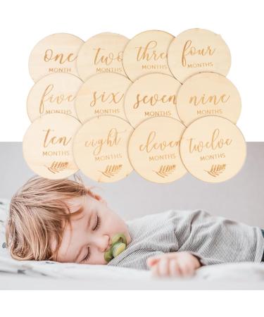Joy Depot 12-Piece Baby Monthly Wooden Cards and Discs Set for Newborns | Double-Sided Milestone Photo Props | Baby Shower Gift | 0-12 Months Growth Recording - Buy Online on GoSupps.com