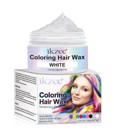 Zoxpm Washable Hair Dye 220g Temporary Hair Dye Hair Wax Color Washable Hair Color Wax for Men and Women Party Festival Cosplay Halloween (White 120g)