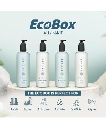 Shoppe Aquavera 10 Piece Ecobox | White Tea & Coconut Soap | Shampoo Conditioner Body Wash & Lotion Set | Bulk Hotel Toiletries | International Shipping - Buy Online on GoSupps.com