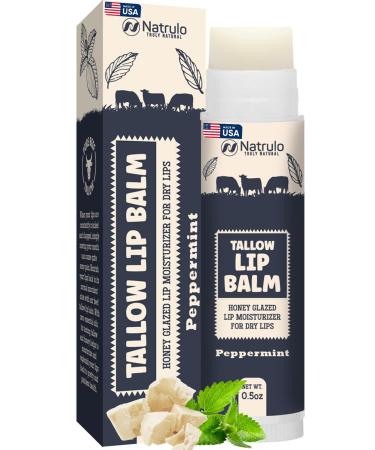 Beef Tallow Lip Balm Natural Tallow Beeswax Chapstick Hydrating Moisturizer Grass Fed Bison Tallow Balm Lip Care Soothes Chapped Dry Lips Sensitive Skin Long Lasting & Vitamin Rich USA-Made