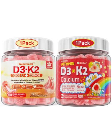LILICARE Bundle Vitamin D3K2 Gummies for Kids & D3K2 Gummies for Adults
