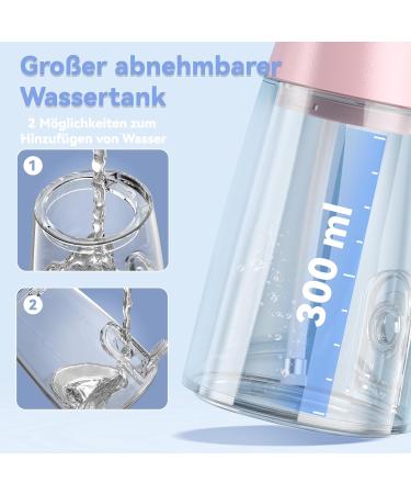 Mouth Shower JTF Electrical Tooth Cleaner - 4 Modes 5 Nozzles 300ml Water Tank & USB-C Oral Irrigator | Pink Water Flosser for Effective Dental Hygiene - Buy Online on GoSupps.com