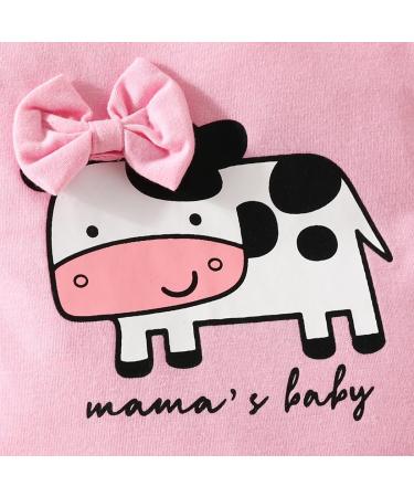 UUAISSO Baby Girls Cow Print Ruffled Long Sleeve Top and Pants Set - 12-18 Months (Pink) - Buy Online on GoSupps.com