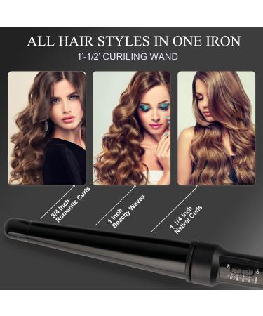 Olityna Ceramic Tapered Curling Wand 1.25 Inch - Professional Hair Curling Iron with Adjustable Temperature and Auto Shut Off - Buy Online on GoSupps.com