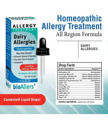 BioAllers NaturalCare Dairy Allergies Treatment - Homeopathic Formula for Sneezing, Congestion, Itching, Rashes & Watery Eyes - 1 Fl Oz - Buy Online on GoSupps.com