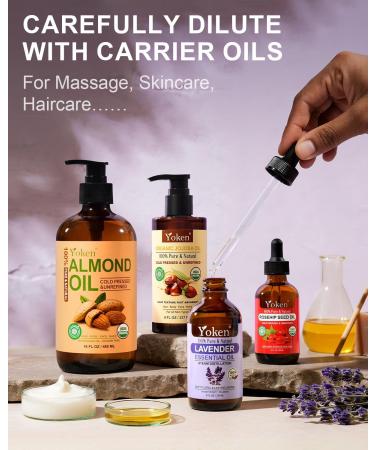 Yoken Lavender Essential Oil 4 Fl Oz 100% Pure and Natural Premium Grade Lavender Oils with Glass Dropper for Diffusers Aromatherapy Candle & Soap Making Massage - Buy Online on GoSupps.com