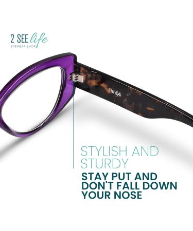 Purple Vogue Oversized Cat Eye Reading Glasses for Women - Stylish Comfort for All Face Shapes - 2.5x High Vision Readers - Buy Online on GoSupps.com