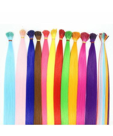 100 Strands 20 Party Colors I-Tip Hair Extensions - Synthetic Heat Resistant Long Straight Hairpieces - 10 Mix-colors Micro Ring Hair Accessories - Buy Online on GoSupps.com