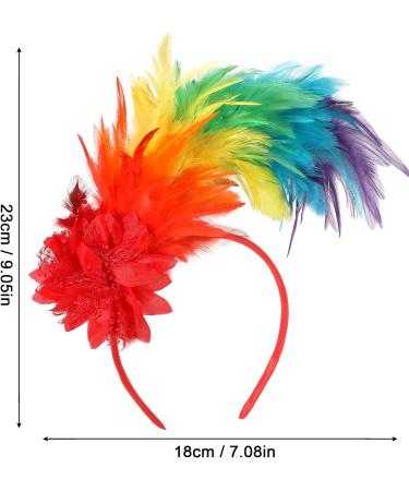 MWOOT Feather Headband 1920s Feathered Headpiece Rainbow 20s Fascinators for Women Artificial Flower Feather Headwear Hair Accessory for Pride Parade Carnival Prom Party - Buy Online on GoSupps.com