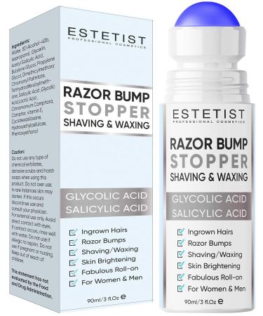 ESTETIST Razor Bump Stopper Solution for Ingrown Hair - Skin Care Treatment for Face  Neck  Bikini Area  Legs and Underarm Area - After Shave Serum for Men and Women - With Salicylic Acid  Glycolic Acid