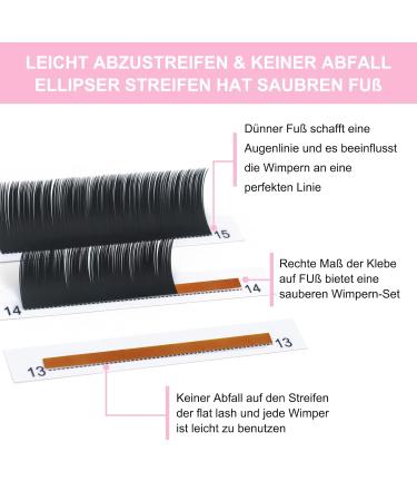 Buy Flat Lashes 0.15 & 0.20 | Ellipse Flat Lash Extensions | C CC D DD Curl | Matt Black 8-15mm Mix - Buy Online on GoSupps.com