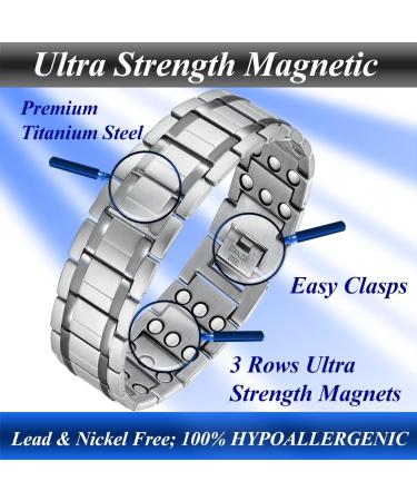 Vicmag 3x Magnetic Hardship Men - Lymphatic Drainage Titanium Steel for Arthritis | Adjustable Magnet Health with Free Tools & Gift Box (Silver) - Buy Online on GoSupps.com