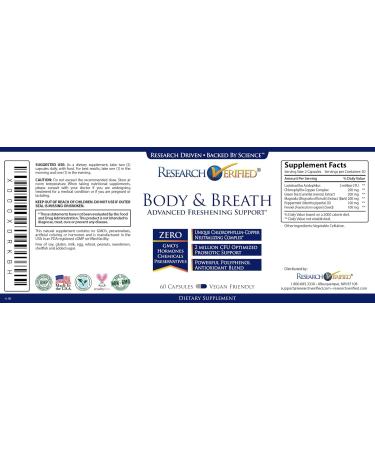 Research Verified Body & Breath Natural Deodorant & Freshener - Bad Breath & Body Odor Supplement - 60 Count (3 Months Supply) - Buy Online on GoSupps.com