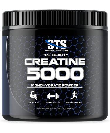 STS Creatine 300 Grams - 100% Pure Raw Creatine Monohydrate Powder Pre-Workout Post-Workout Build Muscle and Stamina - 60 Servings - with scoop