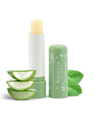 Jean & Len Organic Aloe Vera and Mint Moisturizing Lip Balm, Anti-Dryness Lip Care, Enriched with Organic Aloe Vera and Shea Butter, Palm Oil and Mineral Oil Free, Vegan, 4.7 g