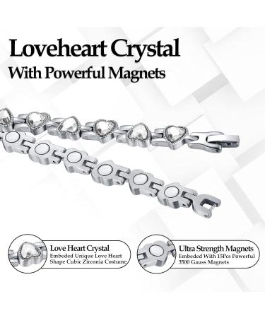 Buy JECANORI Magnetic Bracelet for Women - Stylish Titanium Steel with Glittering Heart & Zirconia - Includes Removal Tools & Gift Box - Buy Online on GoSupps.com