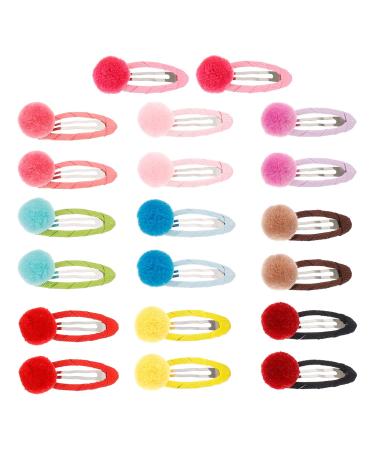 Frcolor 20 Pack hair clip girl pompom hair clips no slip hair clips with pom pom balls metal hair clips hair clips snap hair clips children girls headgear