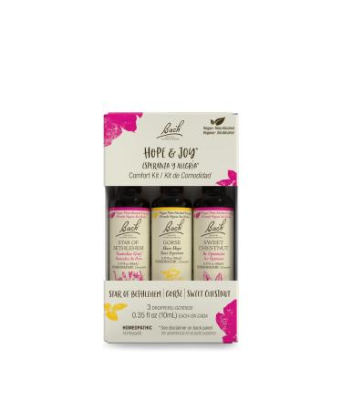 Bach Original Flower Remedies Hope & Joy Kit For Comfort & Optimism (Non-Alcohol Formula) Natural Homeopathic Flower Essence Vegan 3 x 10mL Droppers