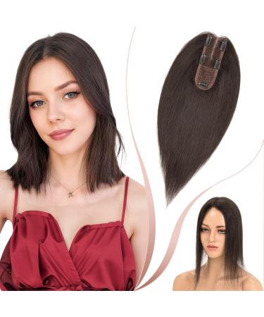 Elailite Hair Toppers For Thinning Hair Women Real Hair - 100% Real Human Hair Extensions Clip in Toupee SILK BASE (2"x6") Crown HairPiece (#1B Natural Black 10 Inch) 10 inch (2x6 Base) #1B Natural Black