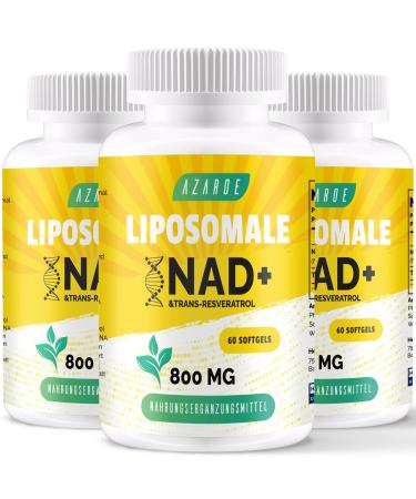 Liposomal NAD+ Trans-Reseratrol 800 mg softgels superior alternative more efficient than No. high absorption actual NAD+ supplement for cell repair 60 Softgels 180 Softgels (3 pack)