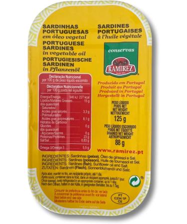 Portuguese Sardines In Vegetable Oil - 3 x 125 g - Ramirez - Portugal - Buy Online on GoSupps.com
